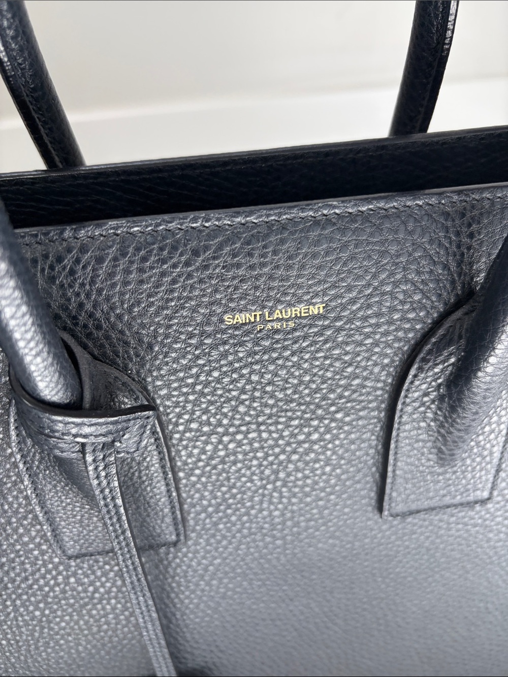 Saint Laurent Black Grained Leather Sac de Jour Tote with Shoulder Strap - Picture 2 of 7